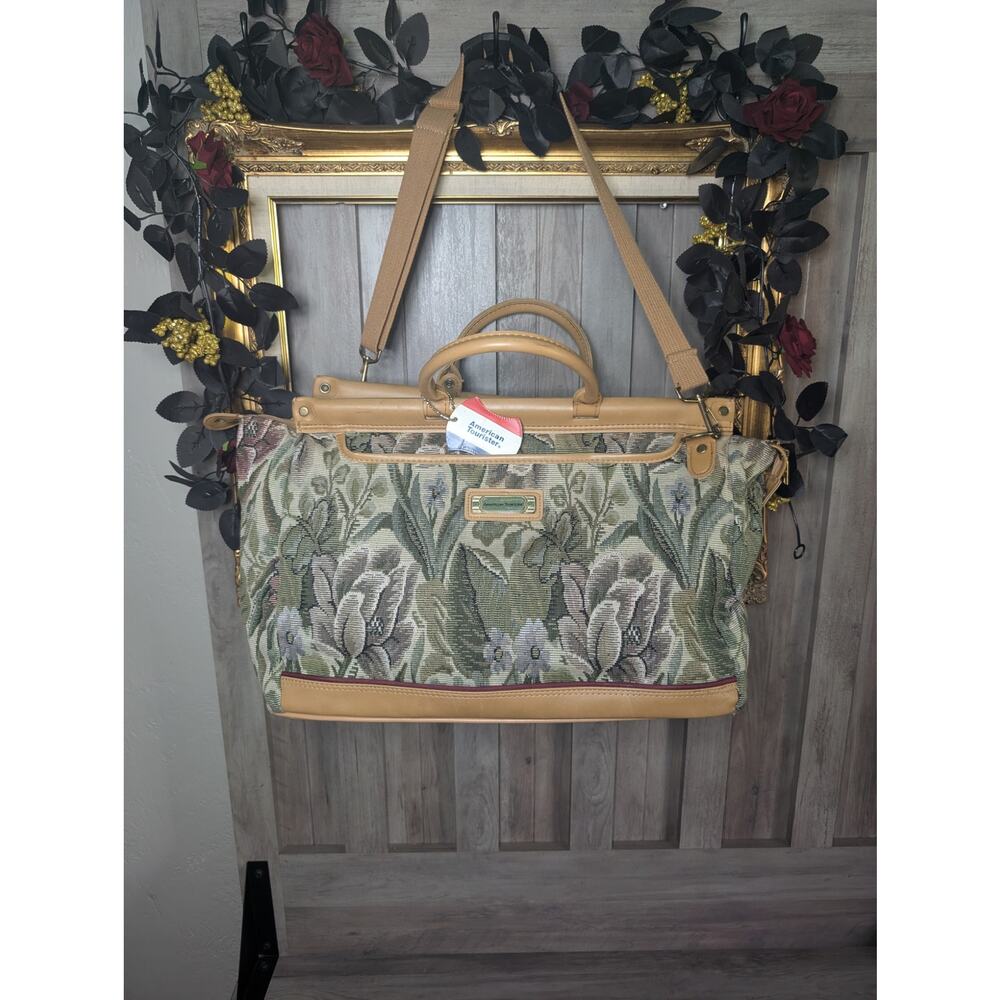 Vintage American Tourister Floral Tapestry Weekender Travel Bag Carry On